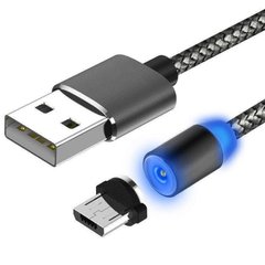 Магнітний шнур Data кабель для зарядки USB - micro USB на магнітах круглий з підсвіткою під Андроїд, Різні кольори