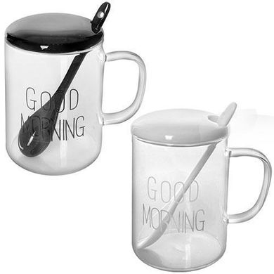 Чашка с крышкой и ложкой "Good morning" 480мл R86235
