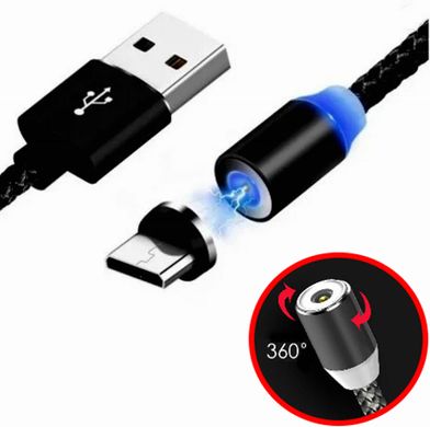 Магнитный шнур Data кабель для зарядки USB - micro USB на магнитах круглый с подсветкой под Андроид