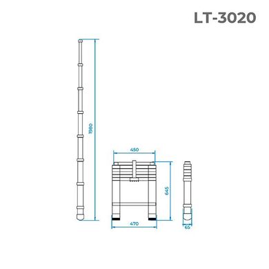 Сходи телескопічна Intertool - 2000 мм х 6 ступенів (LT-3020)