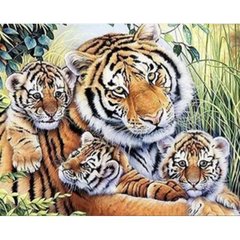 Алмазная мозаика "Тигриная семья" 50х40 см Strateg Украина