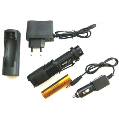 Ліхтарик тактичний міні 10 см зі свермощним Т6 светодиодом BL-1812 158000W АКБ + 2 зарядки лінза фокусування