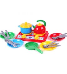 Кухня Галинка 7 Технокомп (14) 2179, дитячий посуд, 21 предмет, плита, чайник, тарілки, ложки...