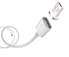 Магнітний Шнур Data кабель для зарядки USB - micro USB magnetic cable тканинна оплетка DM-M12, Білий