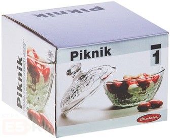 Сахарница с крышкой Piknik 131мм Pasabache 97556 стеклянная в коробке