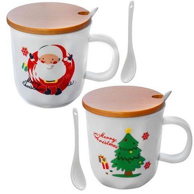 Чашка с крышкой и ложкой "Merry ChriStmas" 380мл R86596