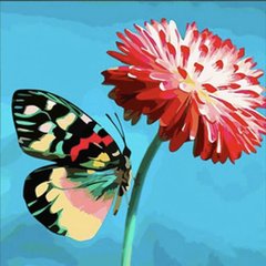 Алмазна мозаїка "Метелик на квітці" 30х30 см