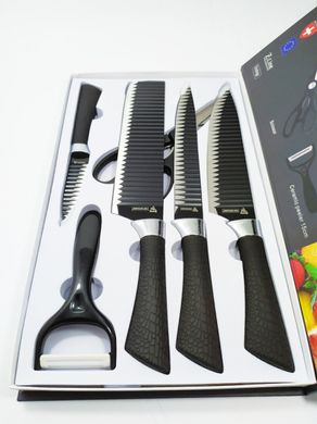 Набір кухонних понад гострих ножів 3 ножа азіатський топірець ножиці овощечистка 6 пр NON stick SWISS ZepLine