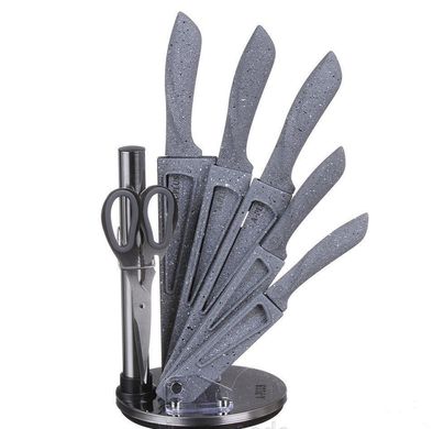 Набір ножів на підставці A-PLUS 7 предметів KF-0996 нержавіюча сталь Мармурове покриття