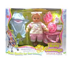 Лялька бебіберн T05015 з коляскою, одягом, аксесуарами, в коробці