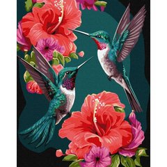 Картина по номерам с красками металлик "Изумрудные колибри" 40х50 см Ідейка Украина