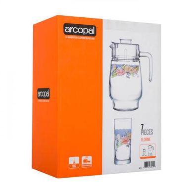 Набор для воды Florine кувшин 1,8л и стаканы 6 шт на 270мл Arcopal N3215 в коробке.