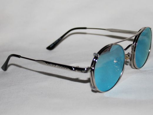 Очки солнцезащитные Sun Chi 28085 серебро голубой зеркальные овалы двойная оправа солнцезащитные и для зрения