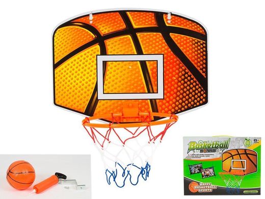 Баскетбольне кільце M 2984 20cм, щит 35,5-26,3 см, сітка, м'яч 15 см, насос, креплен, в коробці 36-27,5-5см