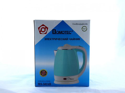 Чайник электрический "DOMOTEC" 2,0L 1500W MS- 5024 Нерж+пластик СИНИЙ
