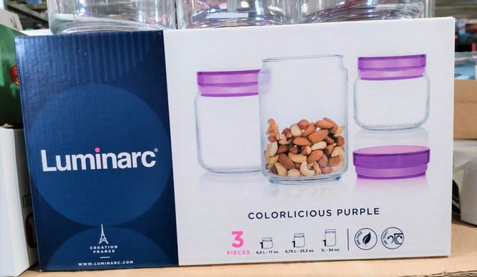 Набір банка для зберігання продуктів Jar Colorlicious (0,5л,0,75л,1л) 3шт з кр. пурпур Q6148