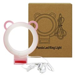 Кільцева світлодіодна лампа з вушками (рожева)