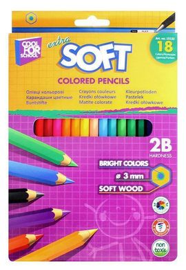 Олівці кольорові для малювання "Softy" Cool For School 18 кольорів