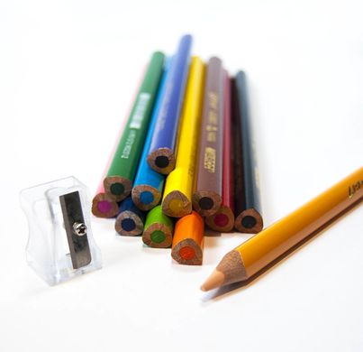 Олівці для малювання 12 кольорів трикутні Jumbo з точила, Grip-Rite, Marco