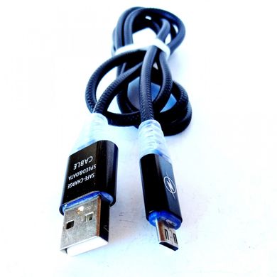 Шнур світиться для зарядки мобільного DATA кабель зарядка LED micro AR 66 USB оплетке