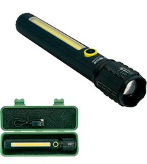 Потужний ручний LED ліхтар з боковим підсвічуванням USB BL-C73/Z-6 з USB зарядкою, 17,5 см, світлодіодний, кишеньковий у боксі