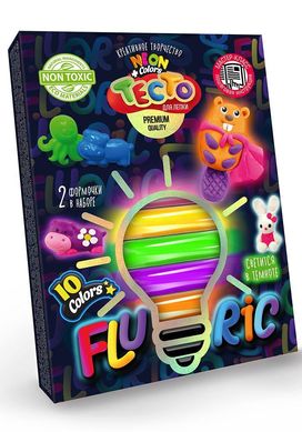 Тісто «Fluoric» 10 кольорів Тісто для ліплення 2 формочки «FLUORIC» це креативна творчість, що світиться у темряві