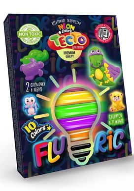 Тісто «Fluoric» 10 кольорів Тісто для ліплення 2 формочки «FLUORIC» це креативна творчість, що світиться у темряві