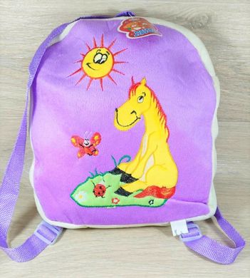 Рюкзак дитячий, плюш MP 0781 з конячками, застібка змійка 28-28см