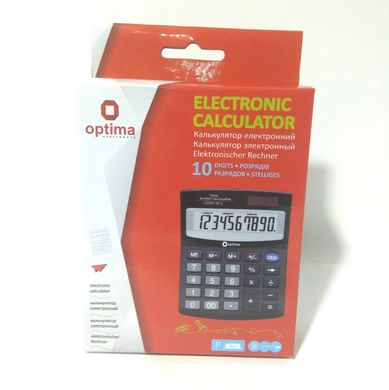 Калькулятор настольный Optima 10 разрядов размер 125*100*27 мм