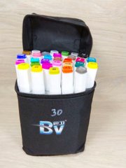 Набор скетч маркер 30 цветов sketch двухсторонние для рисования в черной сумке BV-800-30