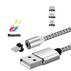 Шнур магнітний для зарядки magneti 3in1 micro lightning type-c магнітний круглий M3