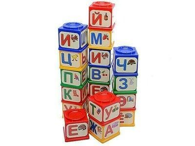 Кубики украинская азбука с раскройкой 18 шт. Юника, разноцветные