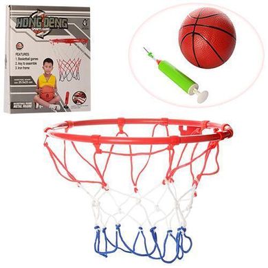 Баскетбольне кільце M 3371 22см, метал, сітка, мяч16см, насос, голка, кріплення, в коробці