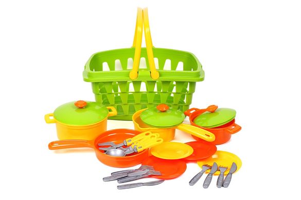 Набір дитячого посуду кухня дитяча з кошиком 24 предмети ТехноК 4456