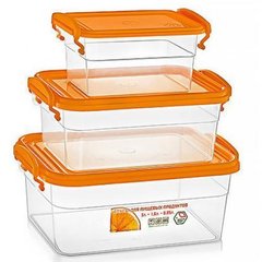 Набір контейнерів з засувками з ручками 3шт. (3,0 + 1,6 + 0,85 л) №59 Народний продукт, Оранжевый