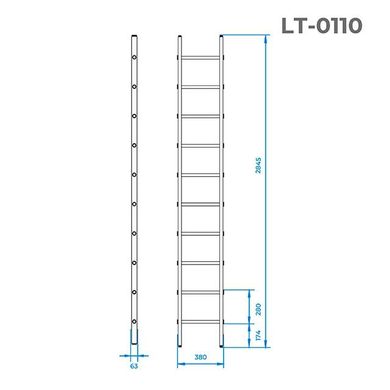 Лестница приставная Intertool - 2840 мм х 10 ступеней (LT-0110)