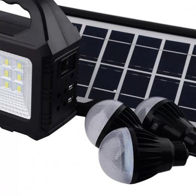 Багатофункціональний LED ліхтар GD-101 із сонячною панеллю, 3 лампочки, павербанк
