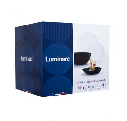 Сервіз столовий Carine Black&White 19 предметів Luminarc N1491 чорно-білий