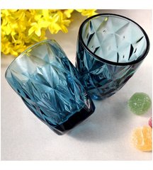 Набір склянок "Сапфір" вінтажні ромб 240мл 6шт Helios 6400 кольорове скло в подарунковій упаковці