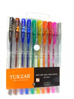 Набір гелевих ручок TUKZAR "суперметаллік" з блискітками 10 кольорів, 144-10