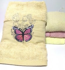 Махровий банний рушник "Метелик на квітці" 125 * 65см, №217