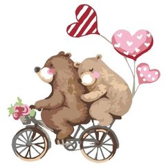 Картина за номерами на ДВП "Закохані ведмеді" 30х30 см ★★★