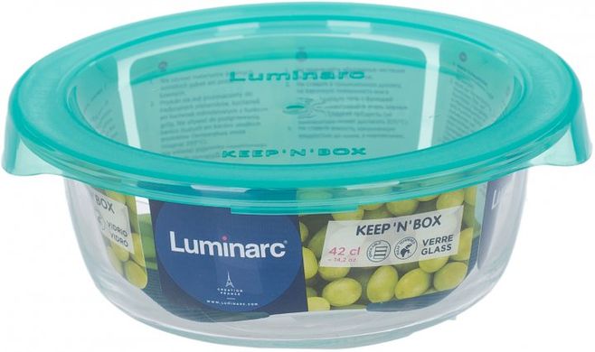 Контейнер Keep`N круглый с голубой крышкой 420мл Luminarc P5525 пищевой